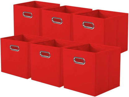 ShellKingdom Red Fabric Storage Bins, 6-Pack