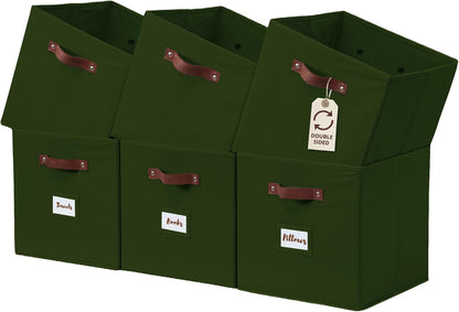 DECOMOMO Olive Green Cube Storage Bins, 6-Pack