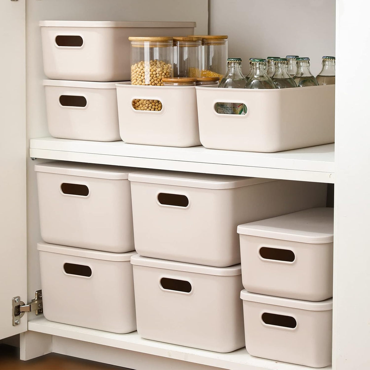 Yishyfier Light grey Lidded Storage Bins