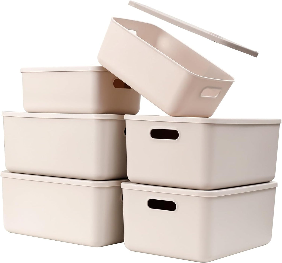 Yishyfier Light grey Lidded Storage Bins