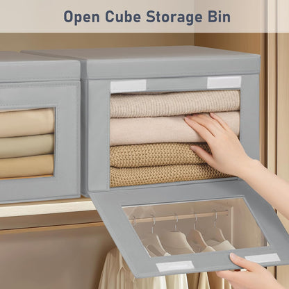 DIMJ Gray Fabric Storage Bins with Lids