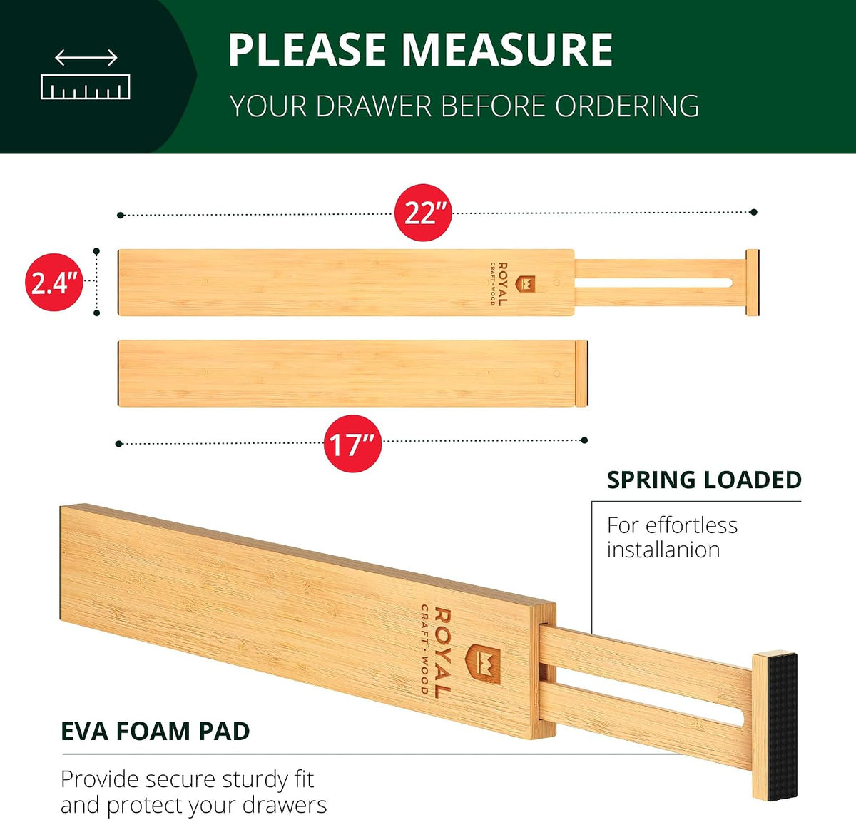 ROYAL CRAFT WOOD Bamboo Drawer Dividers