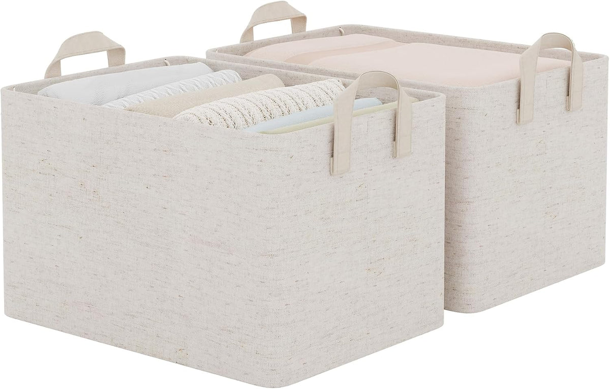 StorageWorks Beige Fabric Storage Bins, 2-Pack