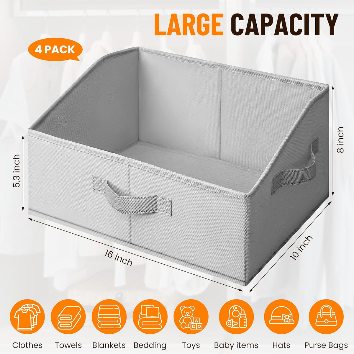 Criusia Collapsible Fabric Shelf Baskets