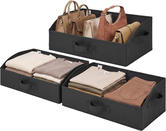 GRANNY SAYS Black Fabric Shelf Baskets, 3 Pack