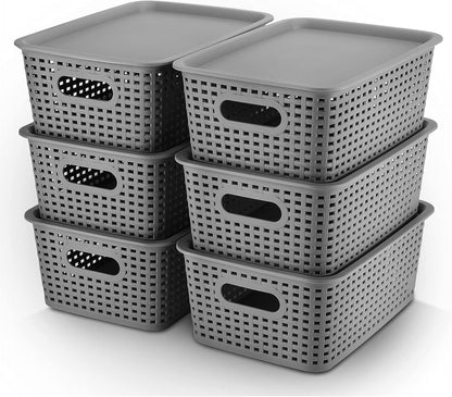 AREYZIN Gray Lidded Storage Baskets
