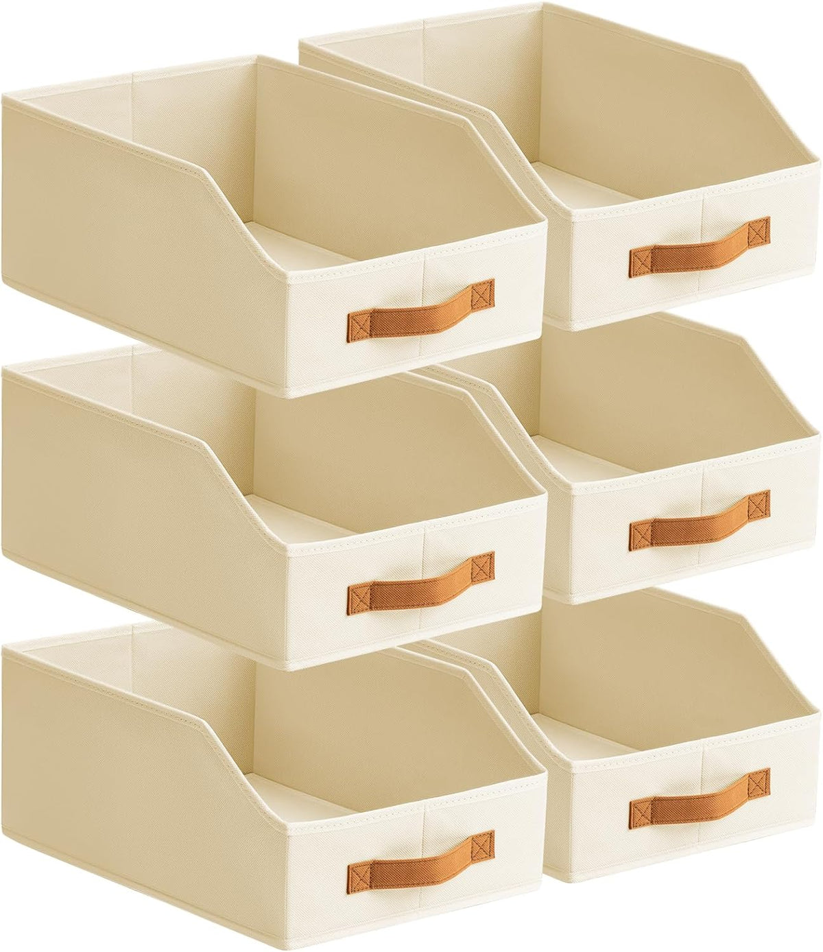 Homsorout Set of 6 Beige Fabric Shelf Bins