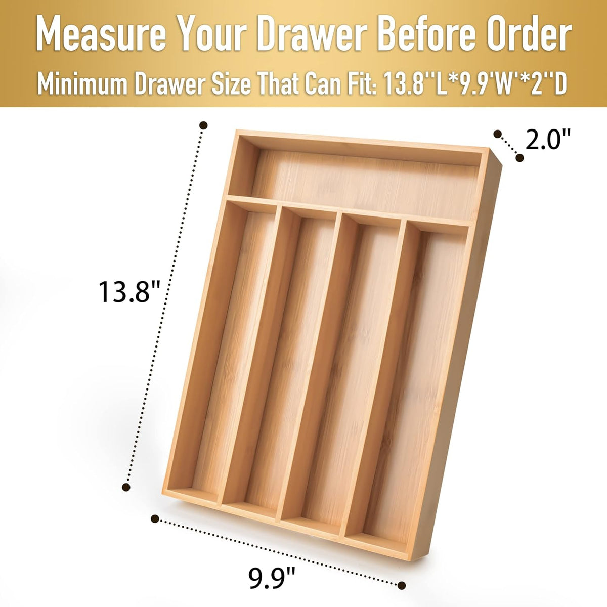 Besilord Bamboo Silverware Organizer