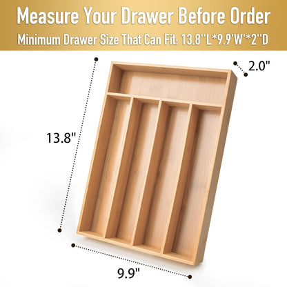 Besilord Bamboo Silverware Organizer
