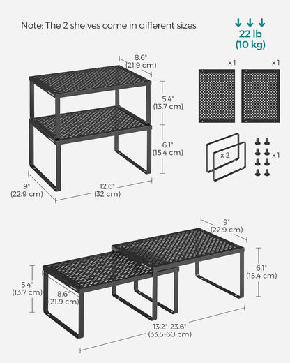 SONGMICS Metal Cabinet Shelf Organizer