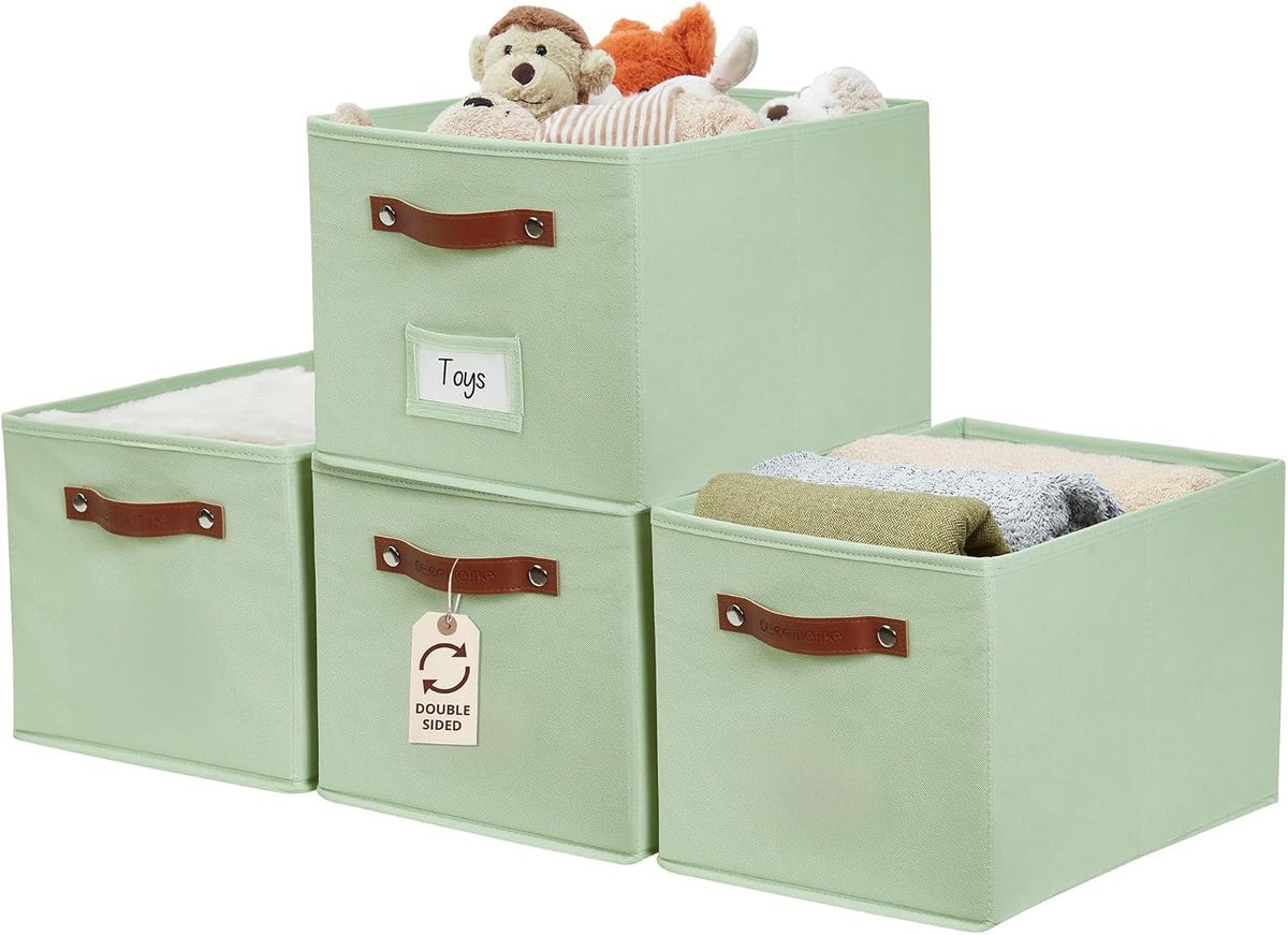 DECOMOMO Green Fabric Storage Bins, 4 Pack