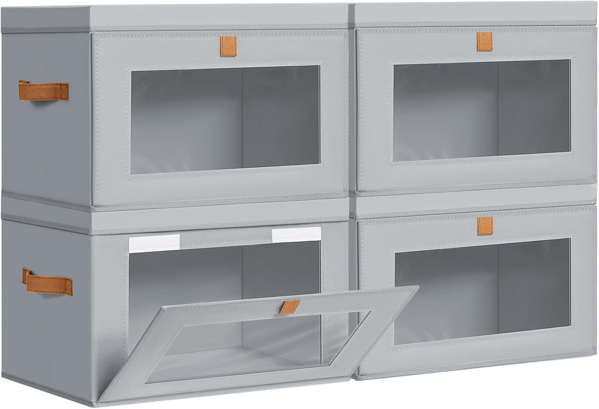 DIMJ Gray Fabric Storage Bins with Lids