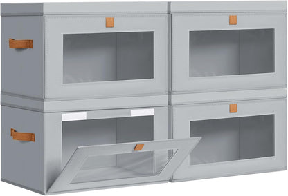 DIMJ Gray Fabric Storage Bins with Lids