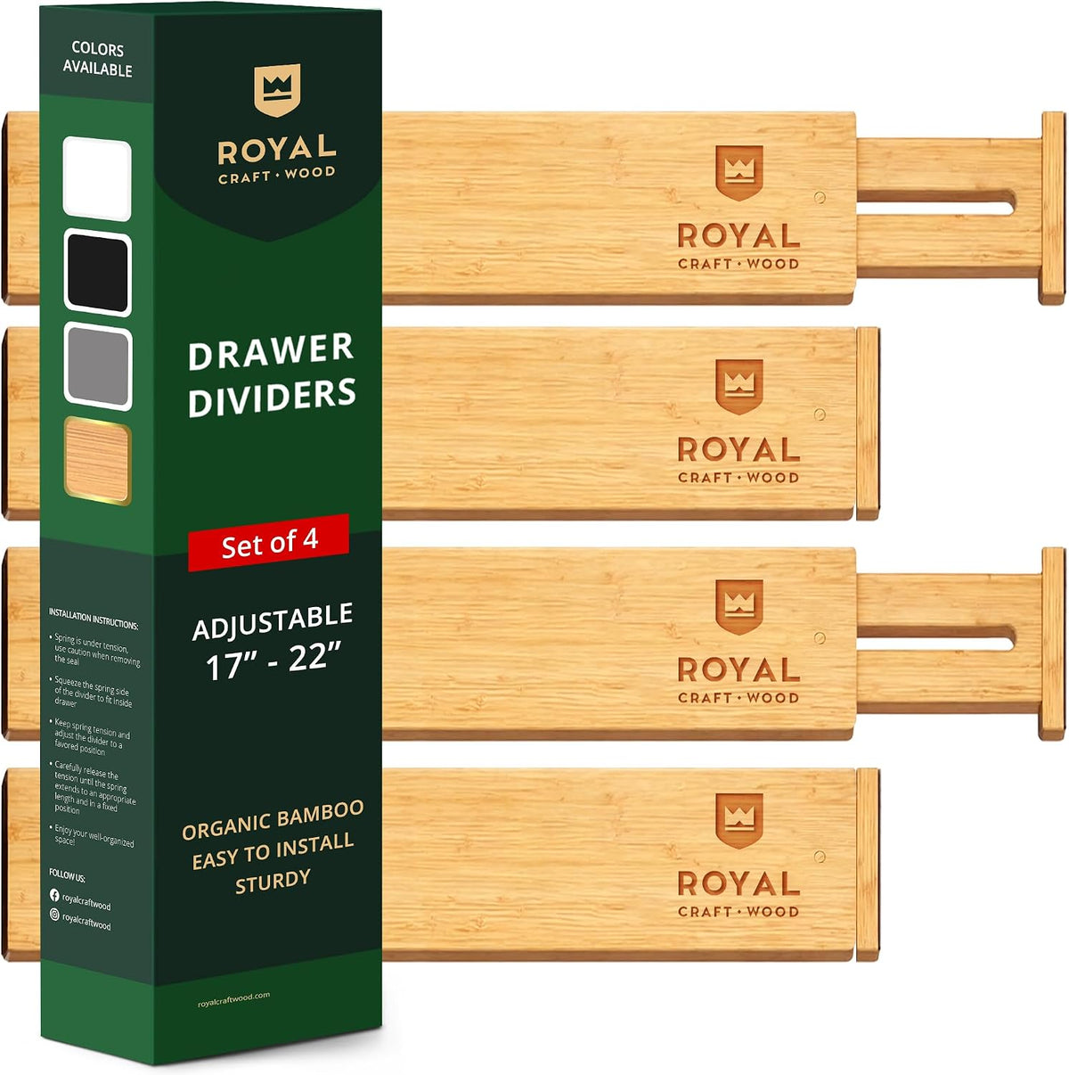 ROYAL CRAFT WOOD Bamboo Drawer Dividers