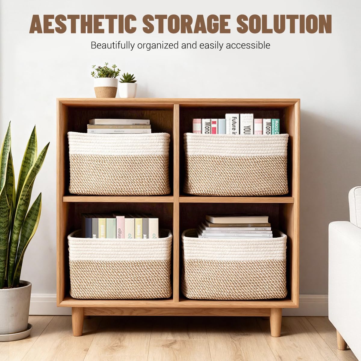 Yilobi Woven Shelf Storage Baskets, Set of 5