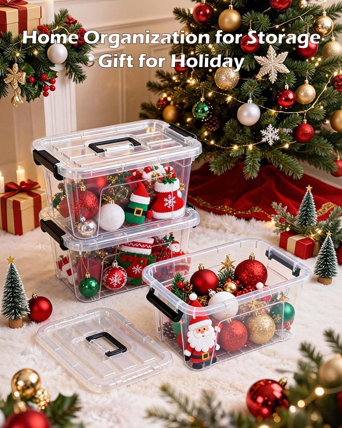 NUMIFUN Clear Lidded Storage Bins