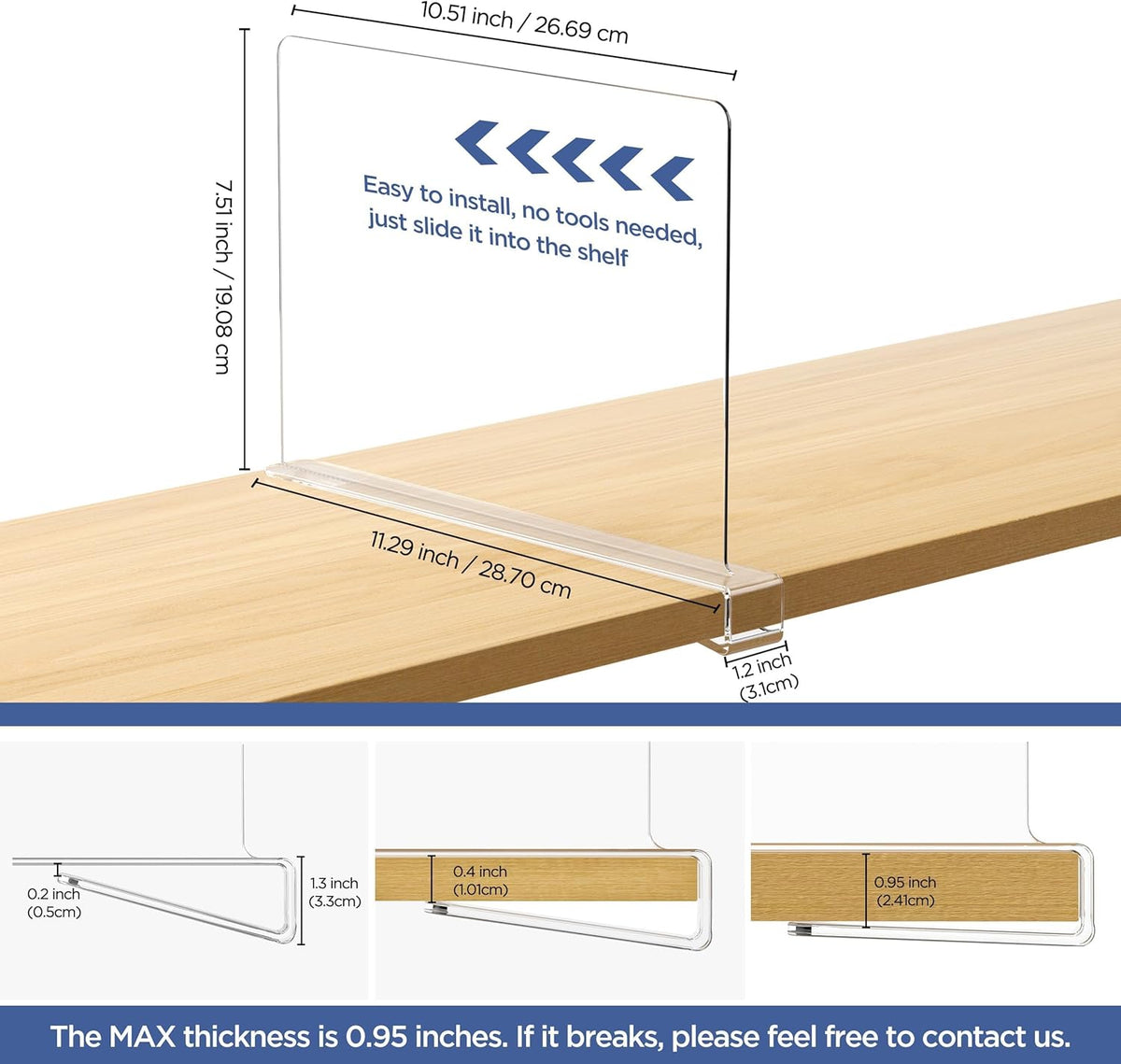 HBlife Acrylic Shelf Dividers