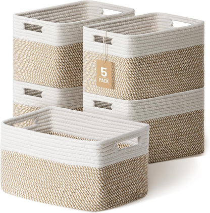 Yilobi Woven Shelf Storage Baskets, Set of 5