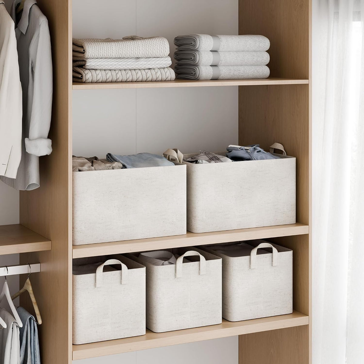 StorageWorks Beige Fabric Storage Bins, 2-Pack