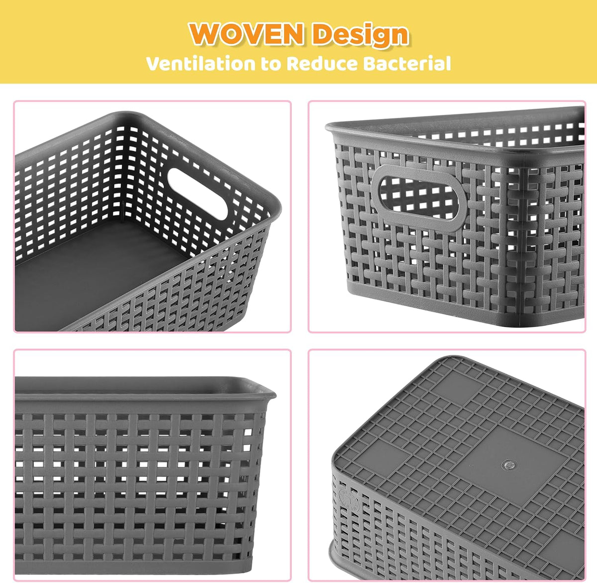AREYZIN Gray Lidded Storage Baskets
