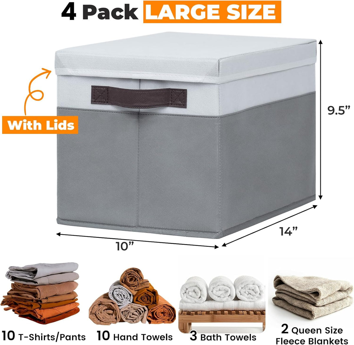 Criusia 4-Pack Lidded Storage Bins