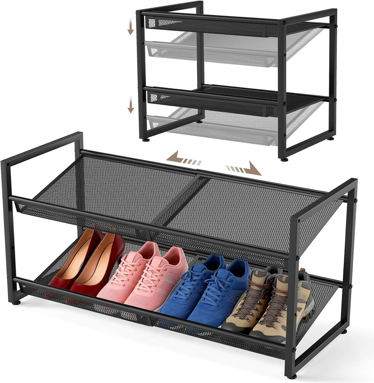 HHOKEM Expandable Metal Shoe Rack
