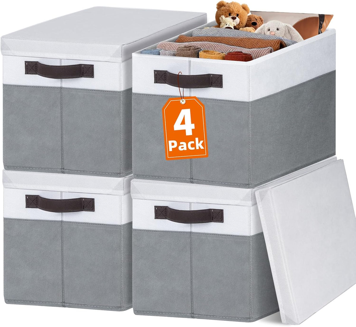 Criusia 4-Pack Lidded Storage Bins