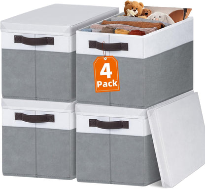 Criusia 4-Pack Lidded Storage Bins