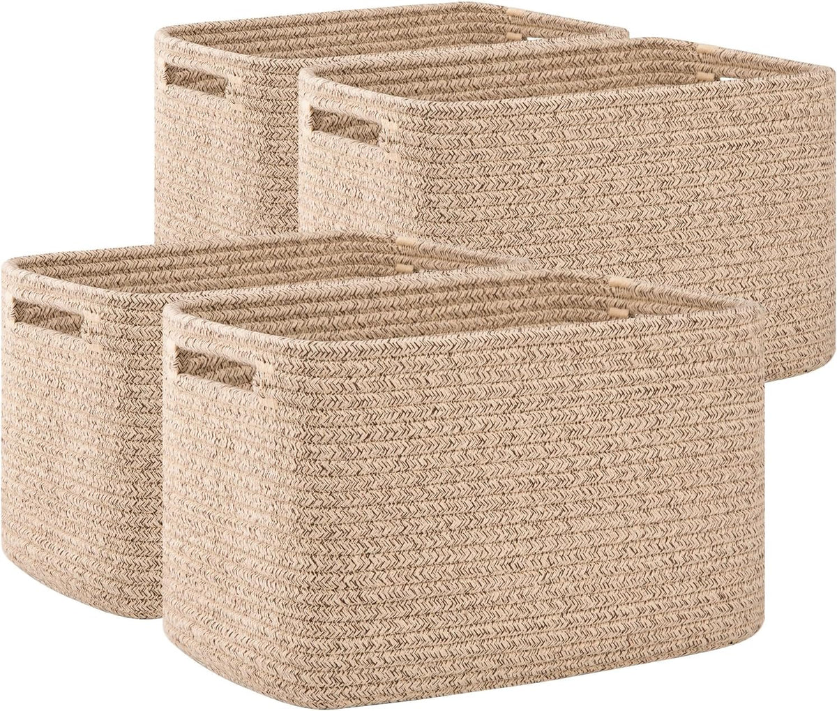 OIAHOMY Cotton Rope Storage Baskets, Set of 4