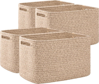 OIAHOMY Cotton Rope Storage Baskets, Set of 4